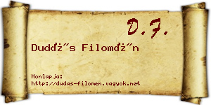 Dudás Filomén névjegykártya